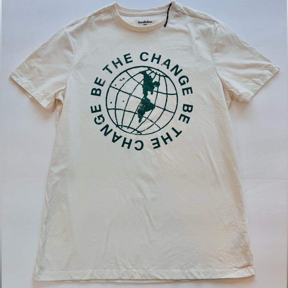 Goodfellow & Co Cream 'Be The Change' Graphic Tee Size Medium